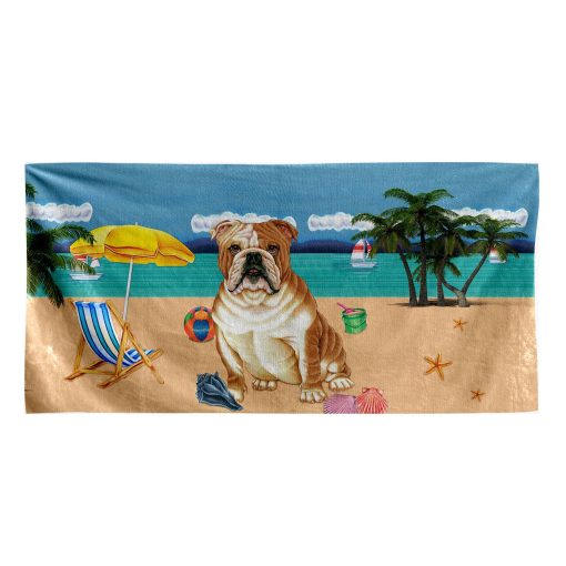 Gearhumans 3D Bulldog Custom Beach Towel GW11052113 Towel Towel 60''x30''
