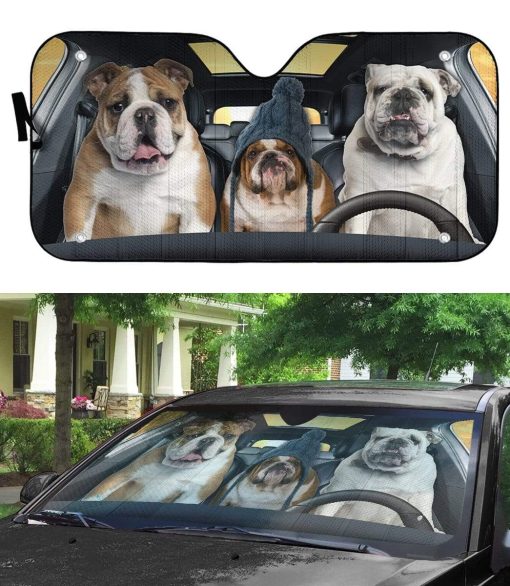 gearhumans 3D Bulldog Custom Car Auto Sunshade GD1105112 Auto Sunshade