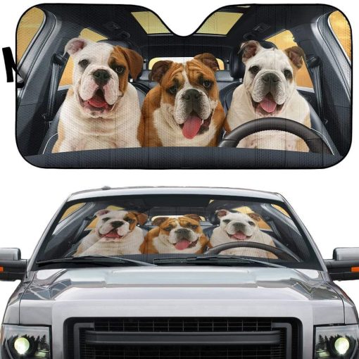 gearhumans 3D Bulldog Fun Custom Car Auto Sunshade GD12052 Auto Sunshade
