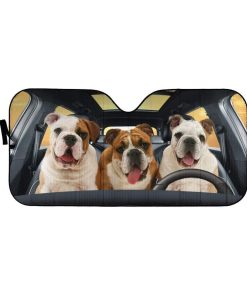 gearhumans 3D Bulldog Fun Custom Car Auto Sunshade GD12052 Auto Sunshade 57''x27.5'' 