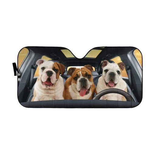 gearhumans 3D Bulldog Fun Custom Car Auto Sunshade GD12052 Auto Sunshade 57''x27.5''