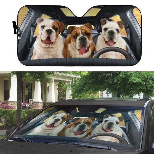 gearhumans 3D Bulldog Fun Custom Car Auto Sunshade GD12052 Auto Sunshade