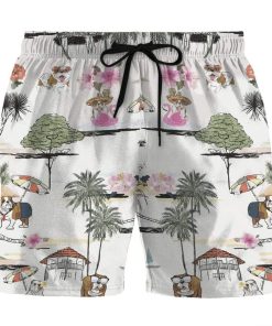 Gearhumans 3D Bulldog Hawaii Beach Retro Custom Summer Beach Shorts Swim Trunks GV22069 Men Shorts Men Shorts S 