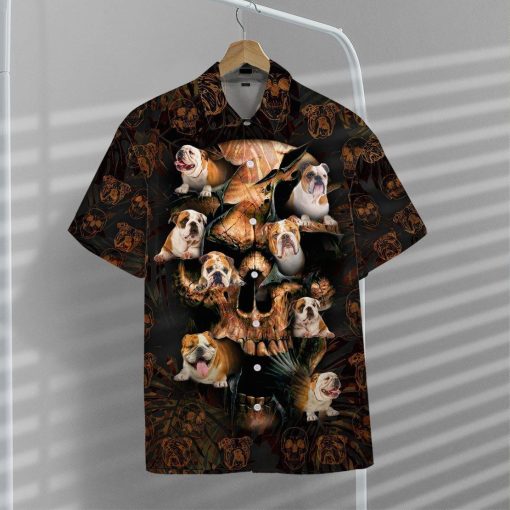 Gearhumans 3D Bulldog Skull Hawaii Shirt ZZ07042 Hawai Shirt