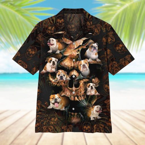 Gearhumans 3D Bulldog Skull Hawaii Shirt ZZ07042 Hawai Shirt