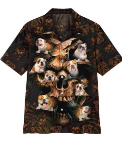 Gearhumans 3D Bulldog Skull Hawaii Shirt ZZ07042 Hawai Shirt Short Sleeve Shirt S 