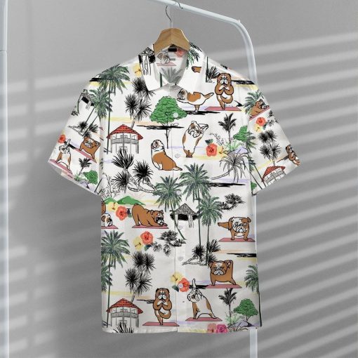 Gearhumans 3D Bulldog Yoga Hawaii Shirt ZZ0705212 Hawai Shirt