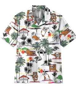 Gearhumans 3D Bulldog Yoga Hawaii Shirt ZZ0705212 Hawai Shirt Short Sleeve Shirt S 