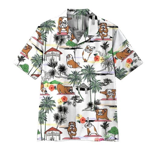 Gearhumans 3D Bulldog Yoga Hawaii Shirt ZZ0705212 Hawai Shirt Short Sleeve Shirt S