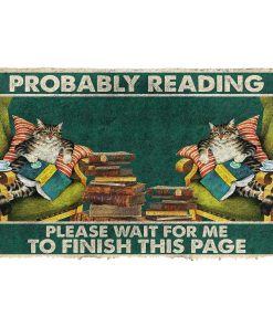 Gearhumans 3D Cat Probably Reading Please Wait Custom Doormat GW2805213 Doormat Doormat S(15,8inchx23,6inch) 