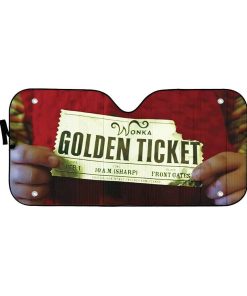 Gearhumans 3D Charlie And The Chocolate Factory Golden Ticket Custom Car Auto Sunshade GO28042116 Auto Sunshade 57''x27.5'' 