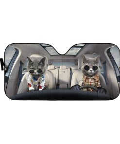 gearhumans 3D Chartreux Cats And Car Custom Car Auto Sunshade GV05064 Auto Sunshade 57''x27.5'' 