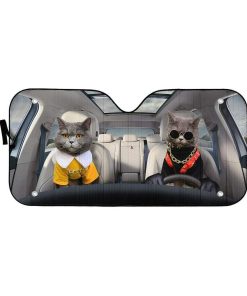 gearhumans 3D Chartreux Couple Cats Custom Car Auto Sunshade GV05065 Auto Sunshade 57''x27.5'' 