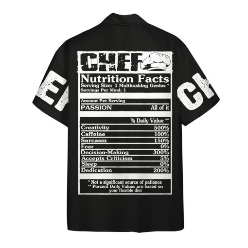 Gearhumans 3D Chef Black Uniform Nutrition Custom Name Hawaii Shirt ZB22039 Hawai Shirt