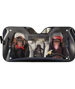 gearhumans 3D Chimpanzee Family Custom Car Auto Sunshade GS23064 Auto Sunshade 57''x27.5'' 
