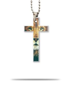 Gearhumans 3D Christian Cross With Lion Custom Car Hanging GO25052119 Car Hanging Car Hanging/1 Pack 
