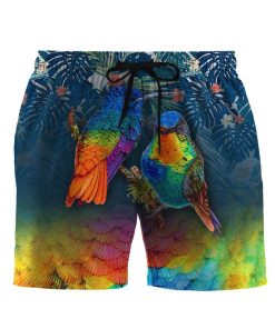Gearhumans 3D Colorful Hummingbird Hawaii Custom Beach Shorts Swim Trunks GS1705215 Men Shorts Men Shorts S
