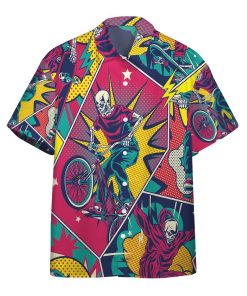 Gearhumans 3D Comic Style Skull Riding Custom Hawaii Shirt GO12052119 Hawai Shirt Short Sleeve Shirt S 