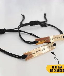 Gearhumans 3D Coordinates Custom Text Bracelet GW31031 Bracelet 925 Sterling Silver