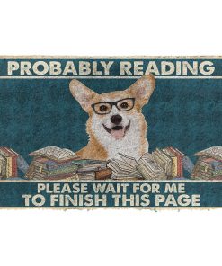 Gearhumans 3D Corgi Probably Reading Please Wait Custom Doormat GW28052114 Doormat Doormat S(15,8inchx23,6inch) 