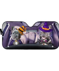 gearhumans 3D Couple Bulldogs Hallowen Custom Car Auto Sunshade GV030823 Auto Sunshade 57''x27.5'' 