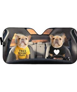 gearhumans 3D Couple Friend Bulldogs Custom Car Auto Sunshade GV10065 Auto Sunshade 57''x27.5'' 