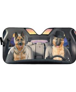 gearhumans 3D Couple German Shepherd Dog Custom Car Auto Sunshade GV14074 Auto Sunshade 57''x27.5'' 