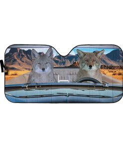 gearhumans 3D Coyote Couple Custom Car Auto Sunshade GW16076 Auto Sunshade 57''x27.5'' 