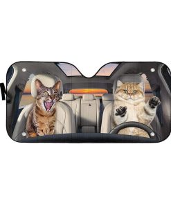 gearhumans 3D Crazy Cats Custom Car Auto Sunshade GS13076 Auto Sunshade 57''x27.5'' 