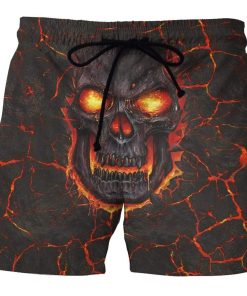 Gearhumans 3D Custom Beach Shorts Fire Skull GT25032 Men Shorts Men Shorts S 