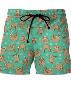 Gearhumans 3D Custom Beach Shorts Swim Trunks Yoga Sloth GZ03052 Men Shorts Men Shorts S 