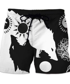 Gearhumans 3D Custom Beach Shorts Viking Skoll and Hati GT26034 Men Shorts Men Shorts S 