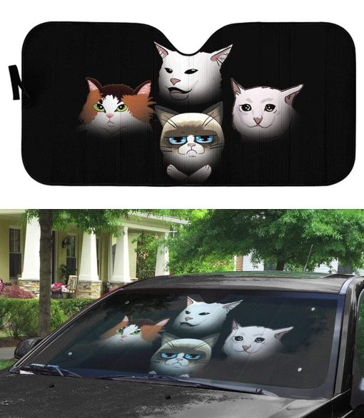 gearhumans 3D Custom Car Auto Sunshade Bohemian Kitties GA22025 Auto Sunshade
