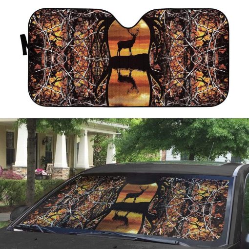 gearhumans 3D Custom Car Auto Sunshade Deer Hunting GA10034 Auto Sunshade
