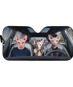 gearhumans 3D Custom Car Auto Sunshade The Sphynx Cat Family GL13054 Auto Sunshade 57''x27.5'' 
