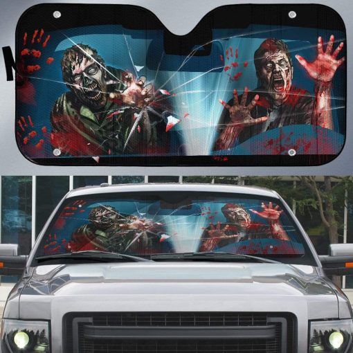 gearhumans 3D Custom Car Auto Sunshade Zombie Attack GA20025 Auto Sunshade