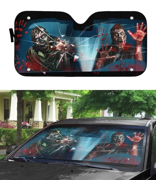 gearhumans 3D Custom Car Auto Sunshade Zombie Attack GA20025 Auto Sunshade