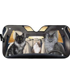 gearhumans 3D Custom Maine Coon Bros Car Auto Sunshade GD13055 Auto Sunshade 57''x27.5'' 