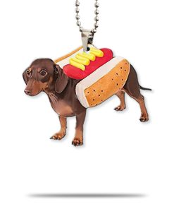 Gearhumans 3D Dachshund Hotdoggo Custom Car Hanging GO26052110 Car Hanging Car Hanging/1 Pack 