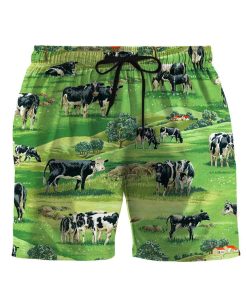 Gearhumans 3D Dairy Cow Beach Short ZZ26052111 Men Shorts Beach Shorts / S 