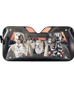 gearhumans 3D Dalmatian Family Custom Car Auto Sunshade GL23073 Auto Sunshade 57''x27.5'' 