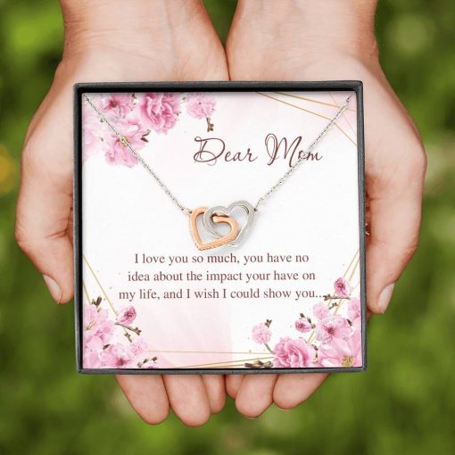 Gearhumans 3D Dear Mom Happy Mothers Day Interlocking Hearts Necklace GS2604219 ShineOn Fulfillment