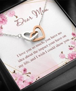 Gearhumans 3D Dear Mom Happy Mothers Day Interlocking Hearts Necklace GS2604219 ShineOn Fulfillment Standard Box 