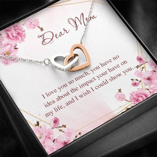 Gearhumans 3D Dear Mom Happy Mothers Day Interlocking Hearts Necklace GS2604219 ShineOn Fulfillment Standard Box