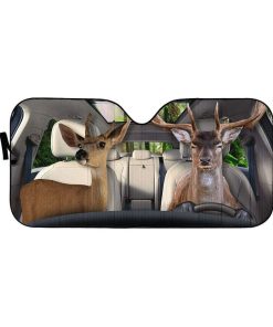 gearhumans 3D Deer Custom Car Auto Sunshade GS29077 Auto Sunshade 57''x27.5'' 