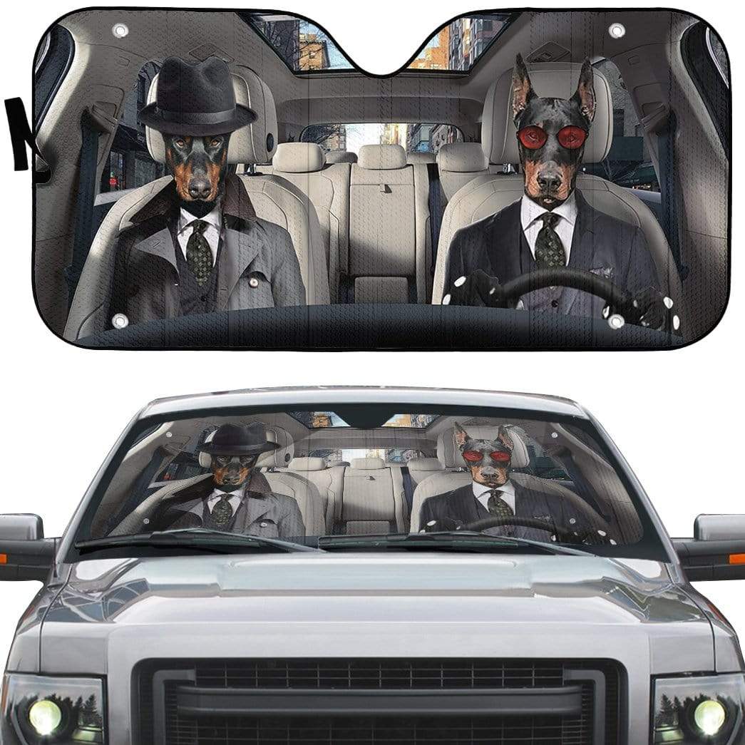 Gearhumans 3D Detective Doberman Pinscher Auto Sunshade 2 gearhumans 3D Detective Doberman Pinscher Auto Sunshade GL25067 Auto Sunshade