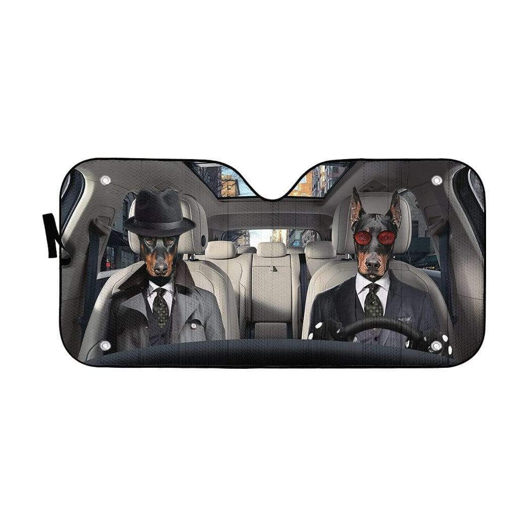 Gearhumans 3D Detective Doberman Pinscher Auto Sunshade 1 gearhumans 3D Detective Doberman Pinscher Auto Sunshade GL25067 Auto Sunshade 57''x27.5''