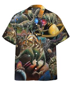 Gearhumans 3D Dinosaur In The Space Custom Hawaii Shirt GS24062139 Hawai Shirt Hawai Shirt S 