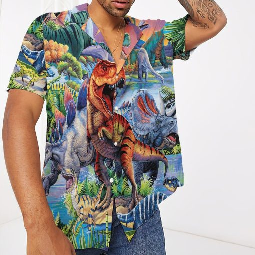 Gearhumans 3D Dinosaur Population Hawaii Shirt ZK2505213 Hawai Shirt