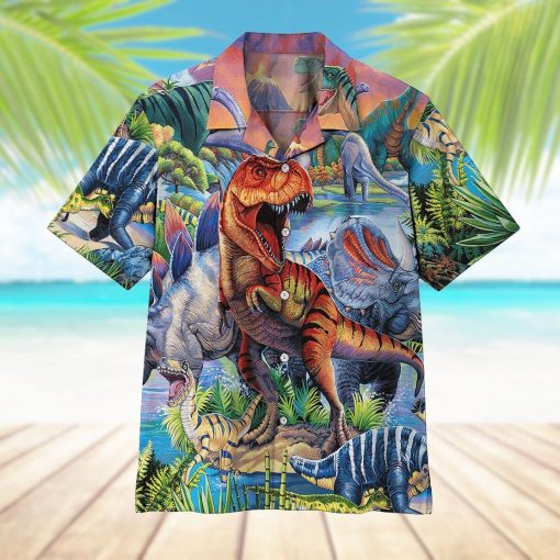 Gearhumans 3D Dinosaur Population Hawaii Shirt ZK2505213 Hawai Shirt